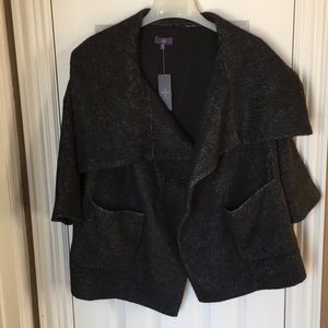 NYDJ Black Cropped Wool Blend Blanket Coat NWT